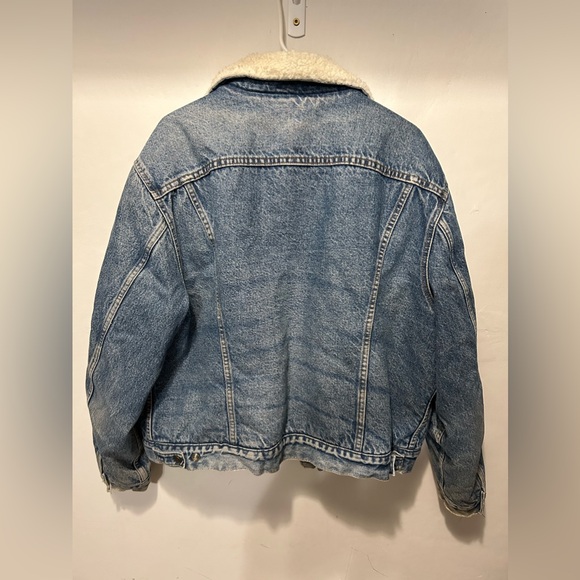 Vintage Levis San Francisco Denim Jean Trucker Jacket Size 50 R Sherpa Lined USA - Picture 3 of 13